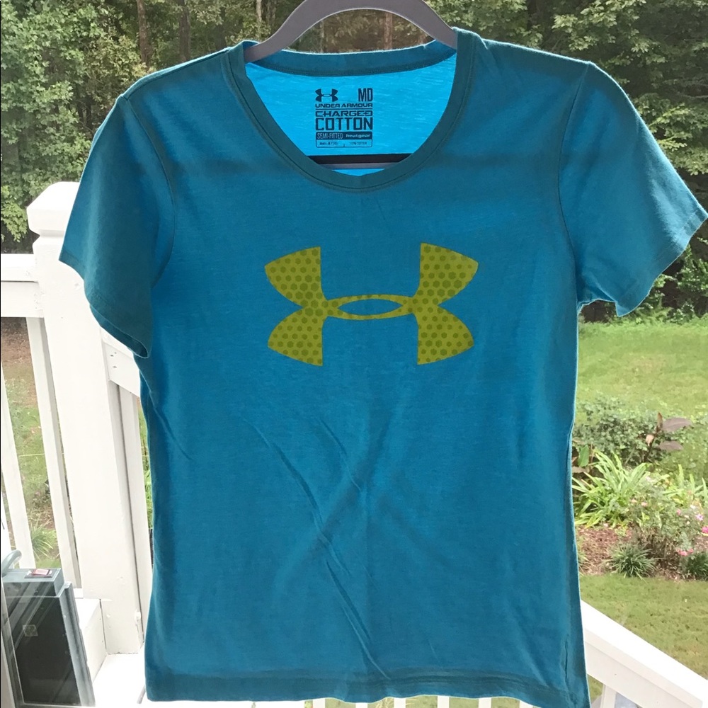 Ladies under armour charged cotton shirt blue